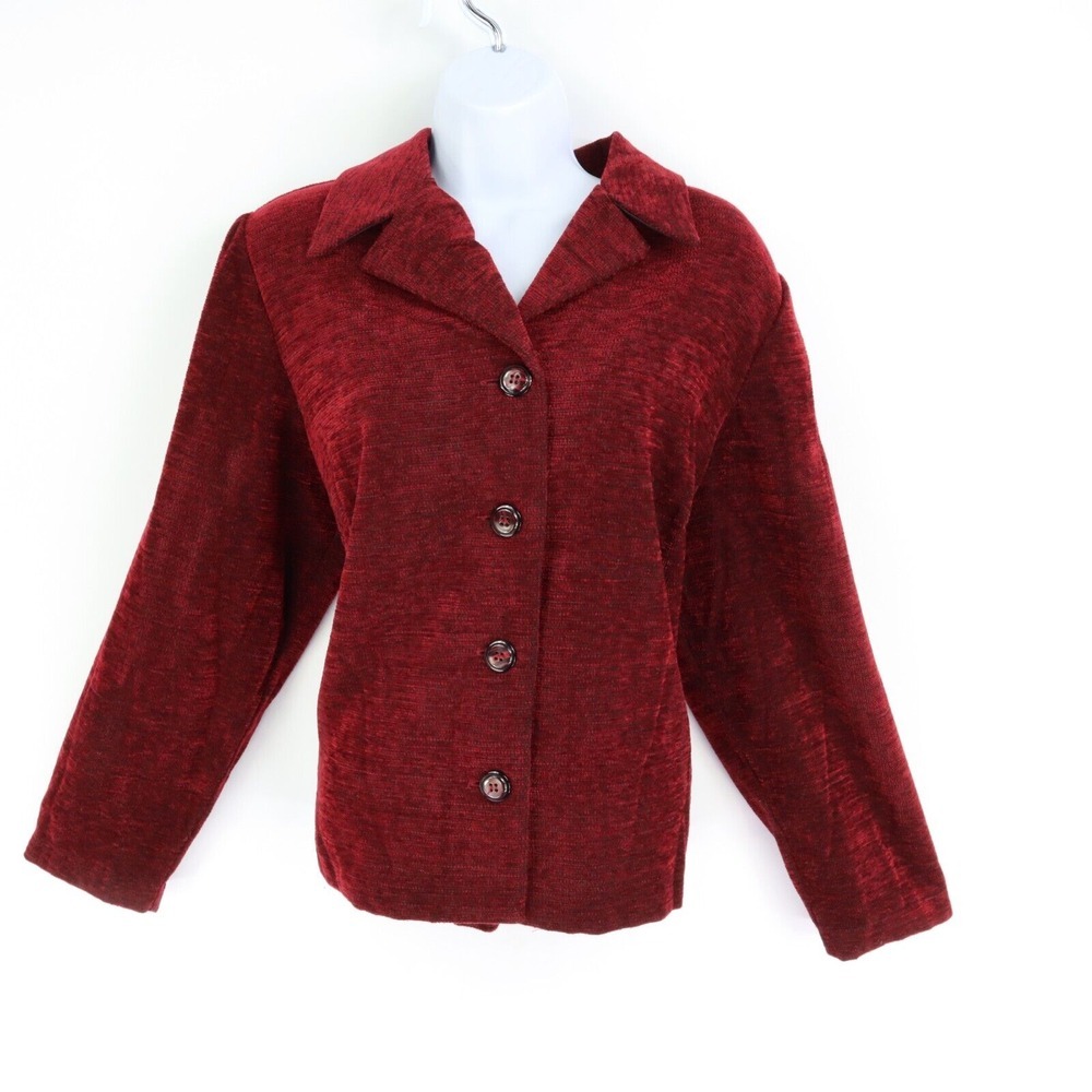 Fashion Bug Blazer Jacket Lined‎ Womens Size 14W/16W Deep Red Shoulder Pads